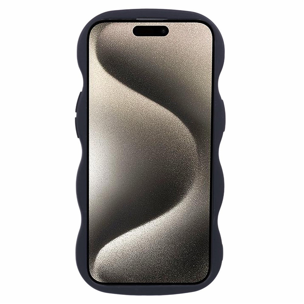 EIDERWOOD iPhone 15 Fleksibelt Plastik Wavy Mobil Cover - Sort