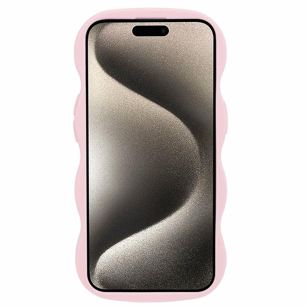 EIDERWOOD iPhone 15 Fleksibelt Plastik Wavy Mobil Cover - Lyserød