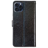 EIDERWOOD iPhone 16 Pro Leather Flip Cover m. Lommebok og stropp - Glitter - Svart