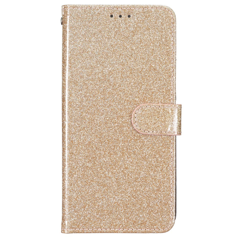 EIDERWOOD iPhone 16 Pro Leather Flip Cover m. Lommebok &amp; stropp - Glitter - Gull