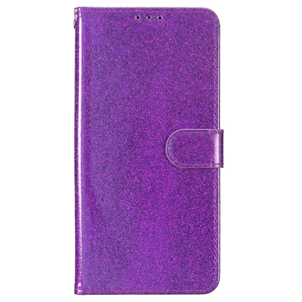 EIDERWOOD iPhone 16 Pro Leather Flip Cover m. Veske og stropp - Glitter - Lilla