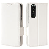 Sony Xperia 5 IV PU Litchi Leather Flip Cover m. Lommebok - Hvit
