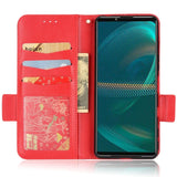 Sony Xperia 5 IV PU Litchi Leather Flip Cover m. Lommebok - Rød