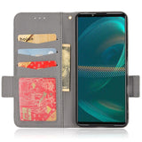 Sony Xperia 5 IV PU Litchi Leather Flip Cover m. Lommebok - Grå