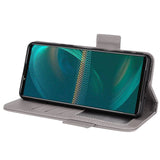 Sony Xperia 5 IV PU Litchi Leather Flip Cover m. Lommebok - Grå