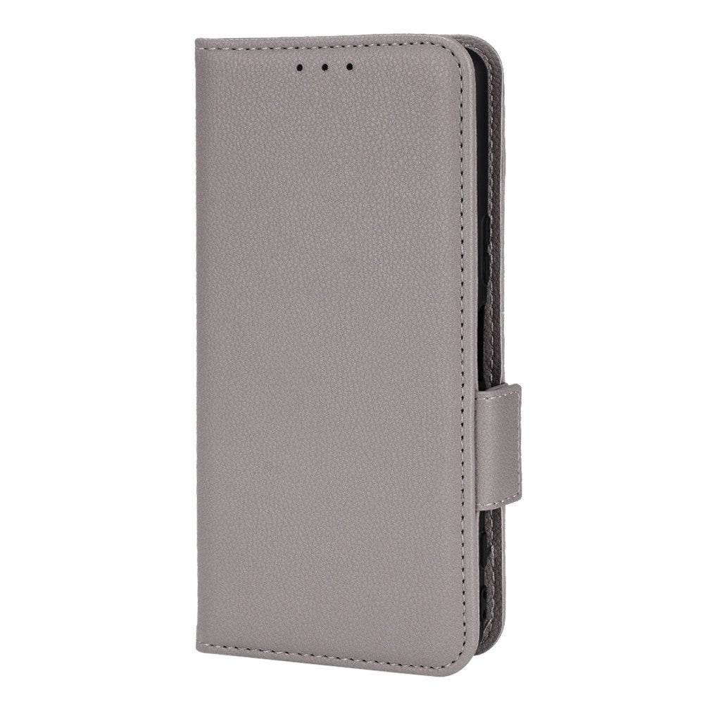Sony Xperia 5 IV PU Litchi Leather Flip Cover m. Lommebok - Grå