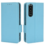 Sony Xperia 5 IV PU Litchi Leather Flip Cover m. Lommebok - Blå