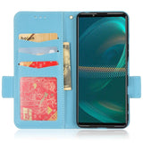 Sony Xperia 5 IV PU Litchi Leather Flip Cover m. Lommebok - Blå
