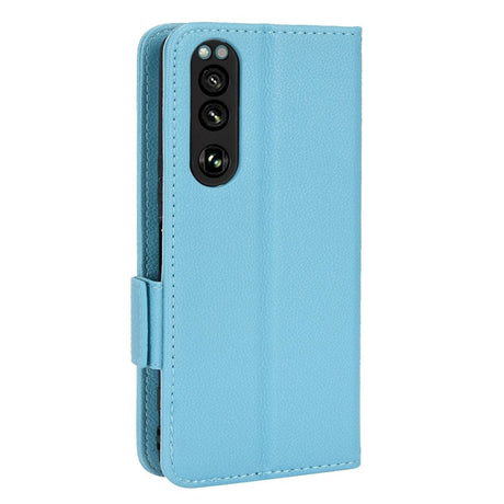 Sony Xperia 5 IV PU Litchi Leather Flip Cover m. Lommebok - Blå