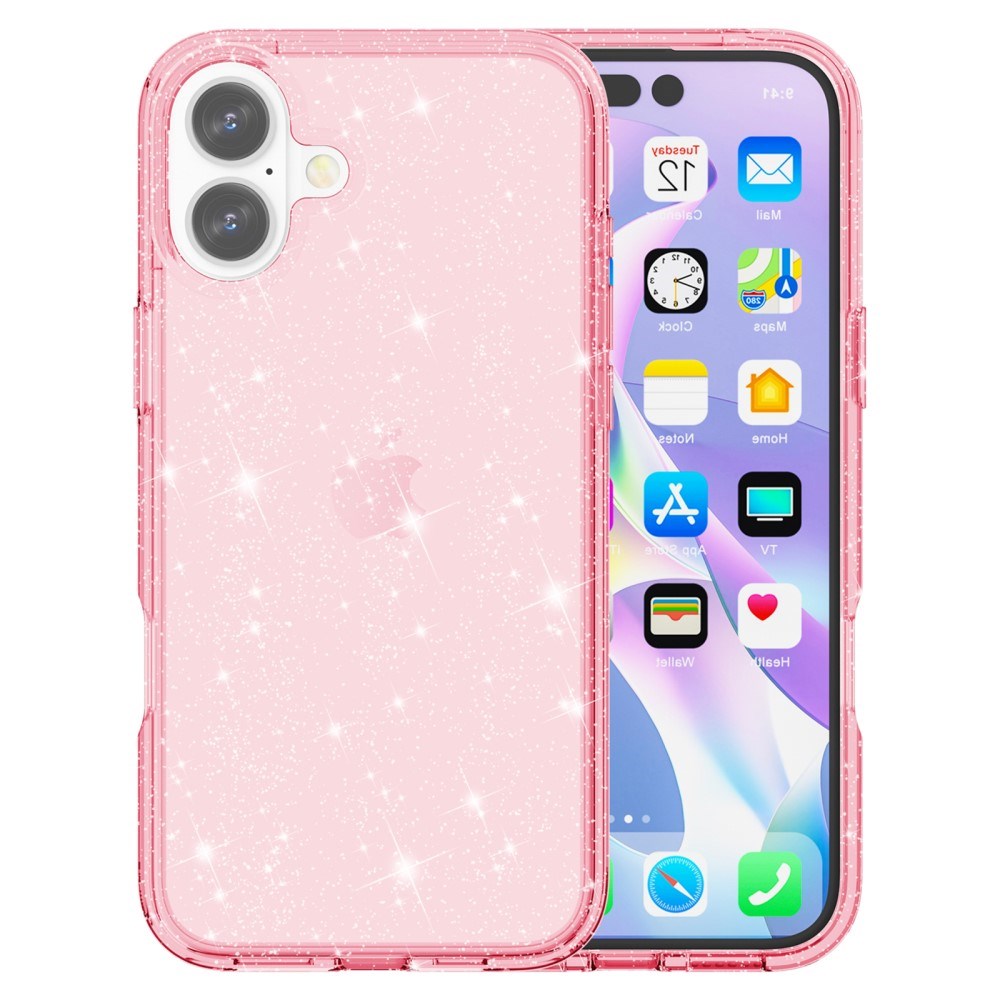EIDERWOOD iPhone 16 Plus Hybrid Plastic Bakdeksel - Rosa Glitter