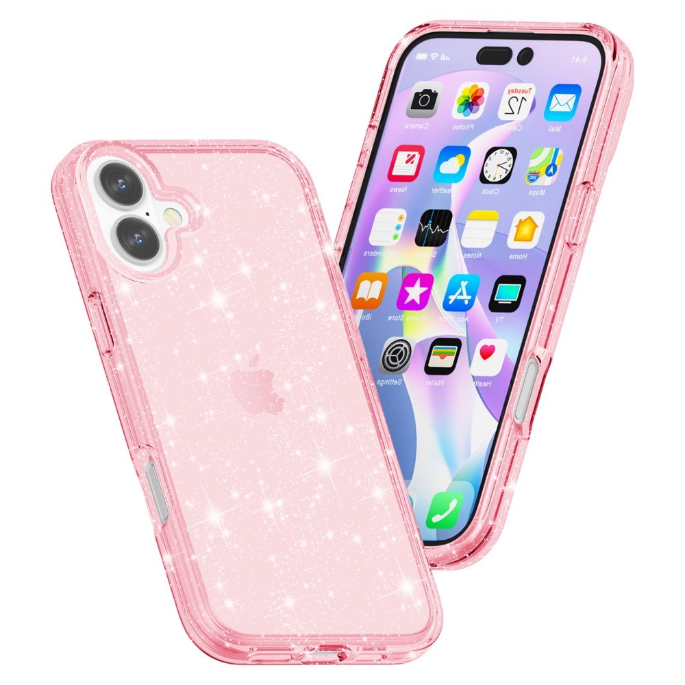 EIDERWOOD iPhone 16 Plus Hybrid Plastic Bakdeksel - Rosa Glitter
