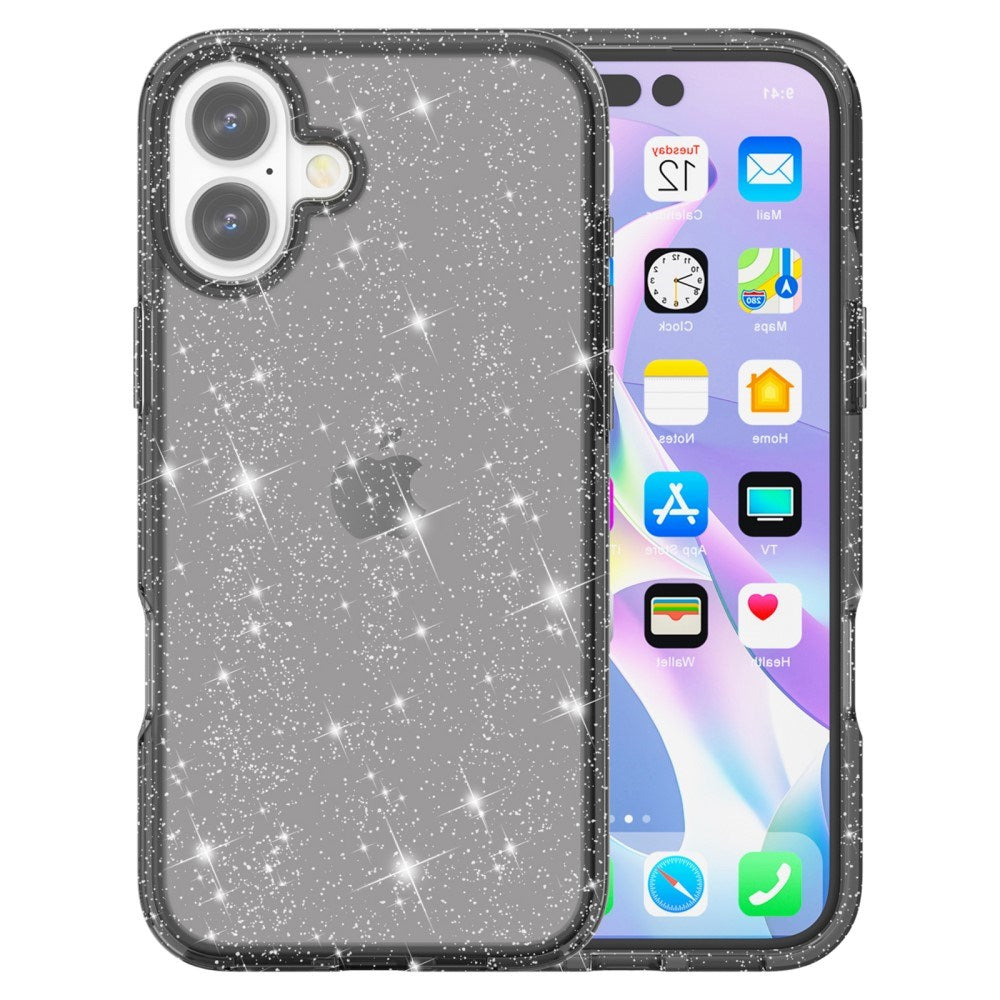 EIDERWOOD iPhone 16 Plus Hybrid Plastic Bakdeksel - Svart Glitter