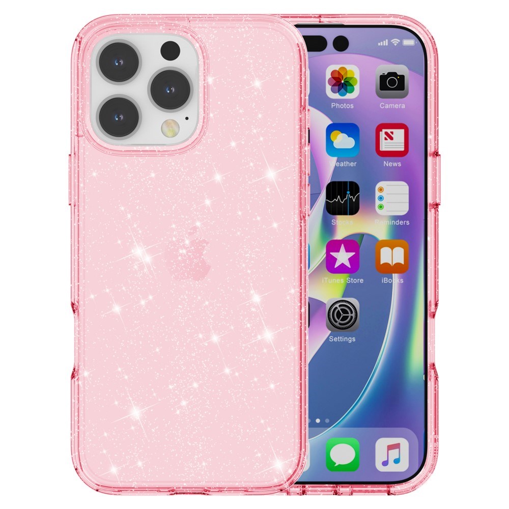 EIDERWOOD iPhone 16 Pro Max Hybrid Plastic Bakdeksel - Rosa Glitter