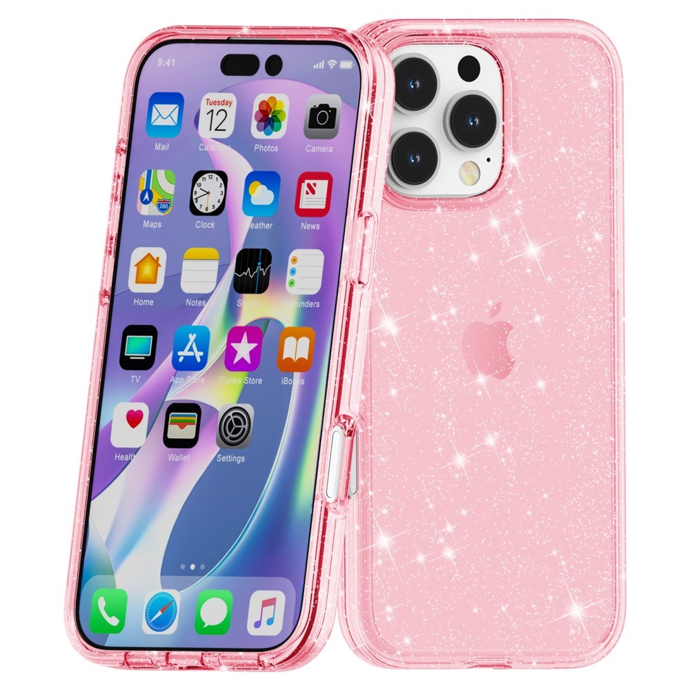 EIDERWOOD iPhone 16 Pro Max Hybrid Plastic Bakdeksel - Rosa Glitter