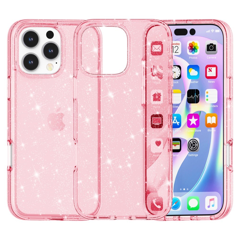 EIDERWOOD iPhone 16 Pro Hybrid Plastic Bakdeksel - Rosa Glitter