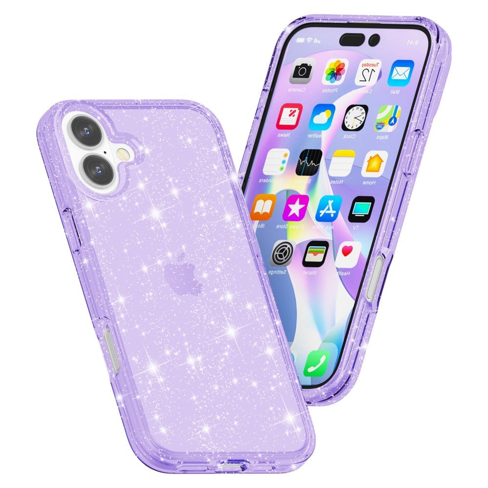 EIDERWOOD iPhone 16 Hybrid Plastic Bakdeksel - Lilla Glitter