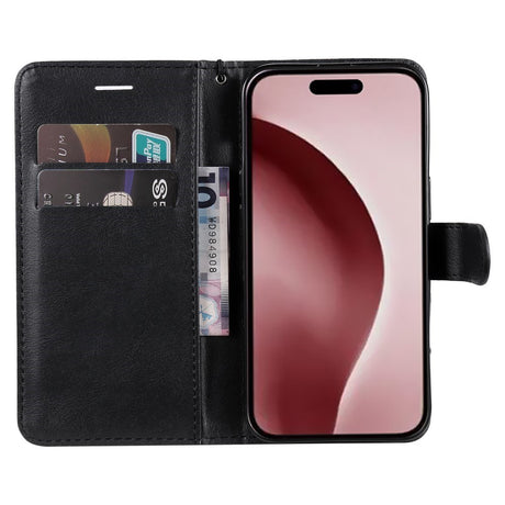 EIDERWOOD iPhone 16 Pro Faux Leather Flip Cover m- lommebok og stropp - svart
