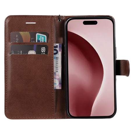 EIDERWOOD iPhone 16 Pro Faux Leather Flip-deksel med lommebok og stropp - Brun
