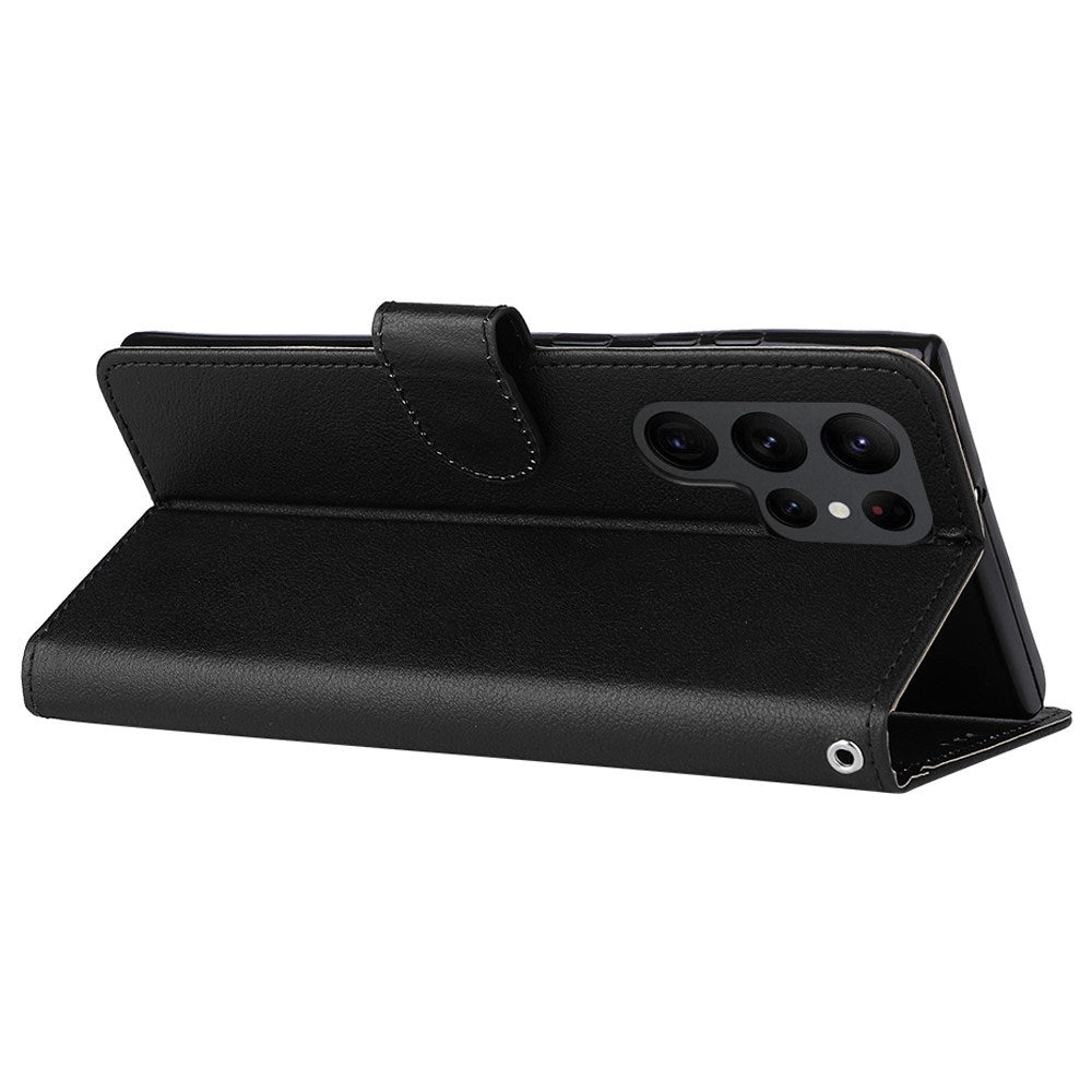 EIDERWOOD Samsung Galaxy S23 Ultra Blankt Kunstlæder Flip Cover m. Pung & Ståfunktion - Sort