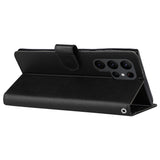 EIDERWOOD Samsung Galaxy S23 Ultra Blankt Kunstlæder Flip Cover m. Pung & Ståfunktion - Sort