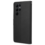 EIDERWOOD Samsung Galaxy S23 Ultra Blankt Kunstlæder Flip Cover m. Pung & Ståfunktion - Sort