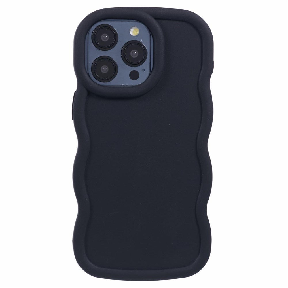 EIDERWOOD iPhone 15 Pro Fleksibelt Plastik Wavy Mobil Cover - Sort