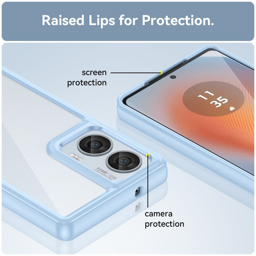 EIDERWOOD Motorola Edge 50 Fusion Hybrid Plast Bakdeksel - Gjennomsiktig / Blå