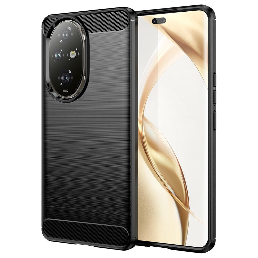 Honor 200 Pro (5G) - EIDERWOOD Brushed Carbon Fiber Fleksibelt Plastik Cover - Sort
