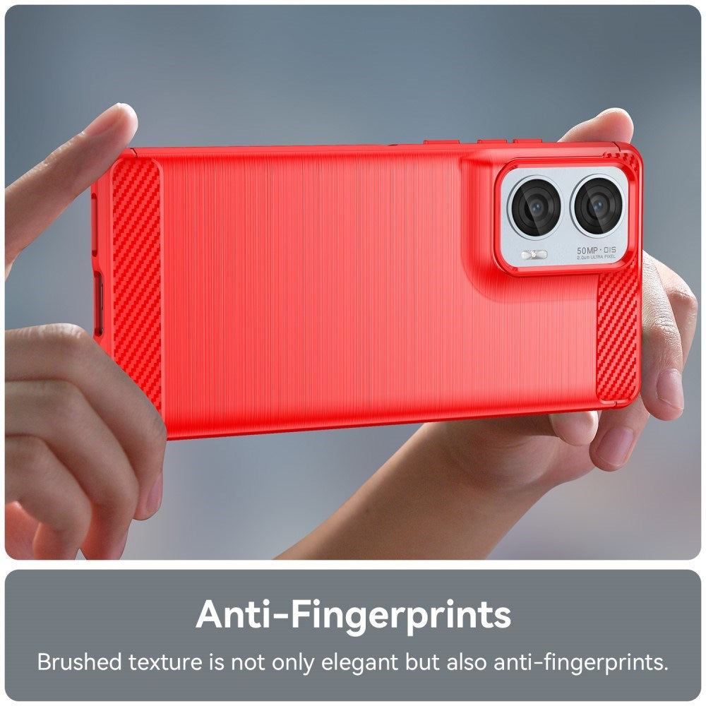 EIDERWOOD Motorola Edge 50 Fusion Børstet Carbon Bakdeksel - Rød