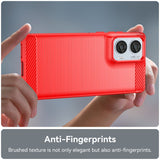 EIDERWOOD Motorola Edge 50 Fusion Børstet Carbon Bakdeksel - Rød