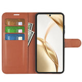 EIDERWOOD Honor 200 5G foliodeksel – lommebokveske i imitert skinn med litchi-tekstur – brun