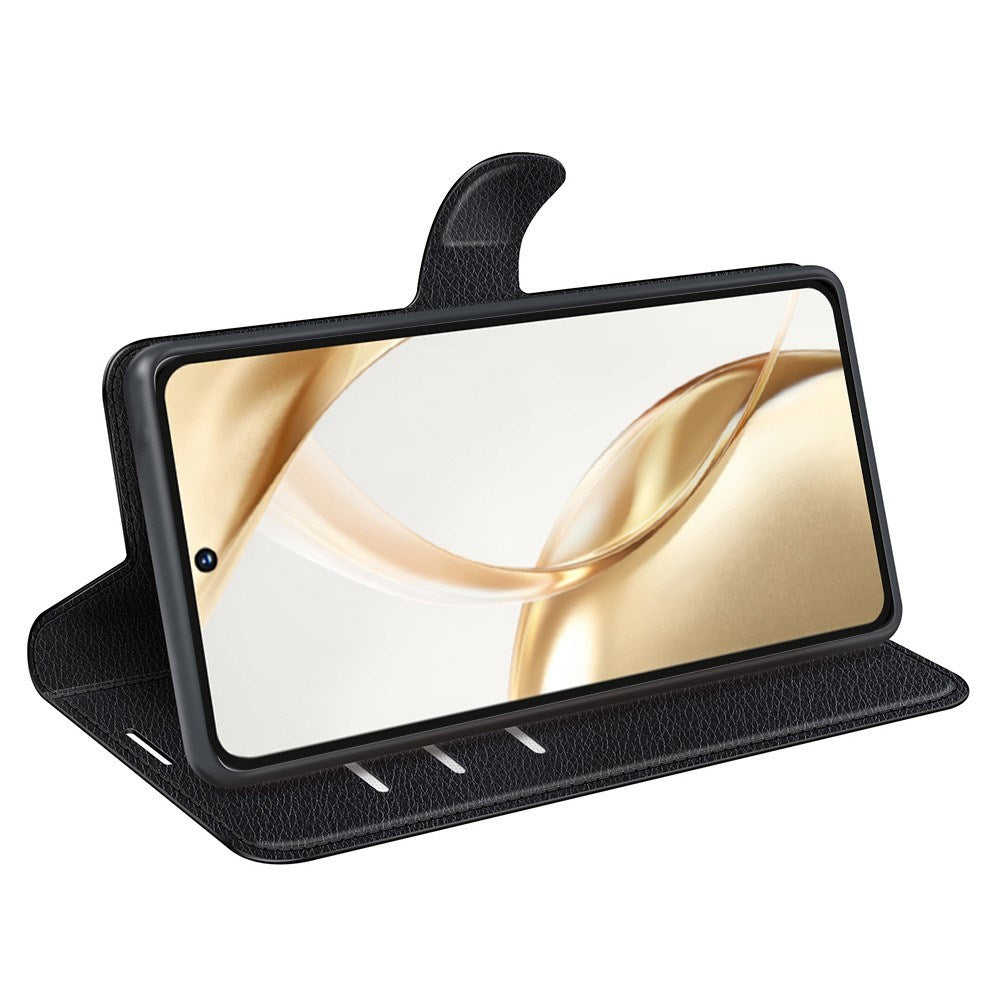 EIDERWOOD Honor 200 5G foliodeksel – lommebokveske i imitert skinn med litchi-tekstur – svart