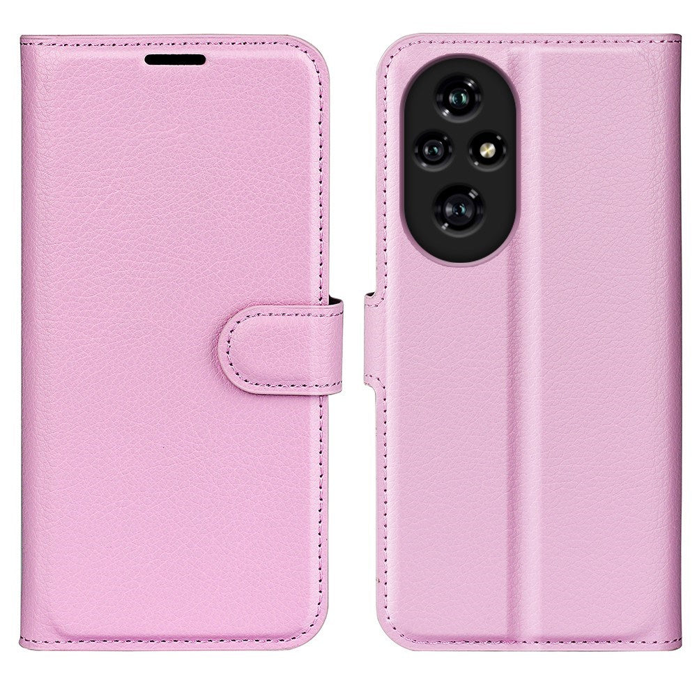 Honor 200 Pro (5G) - EIDERWOOD Faux Leather Flip Cover m. Kortholder og stativfunksjon - Rosa