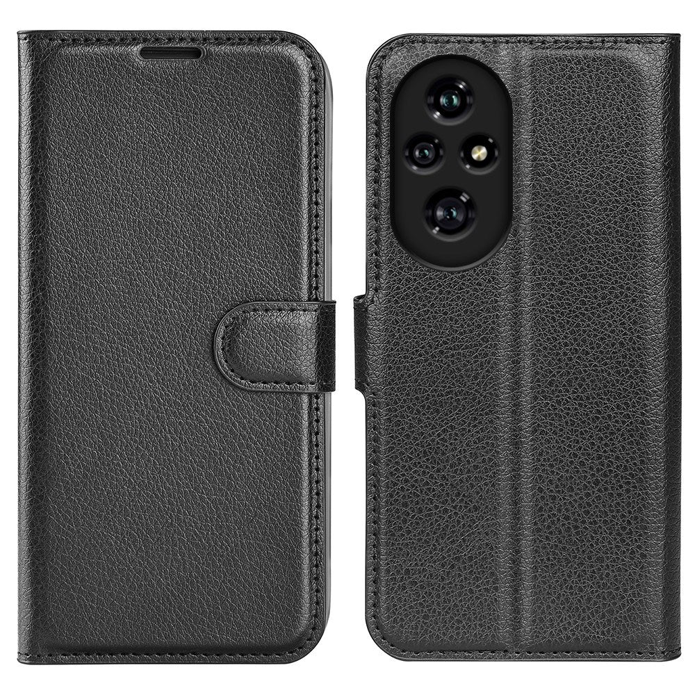 Honor 200 Pro (5G) - EIDERWOOD Faux Leather Flip Cover m. Kortholder og stativfunksjon - svart