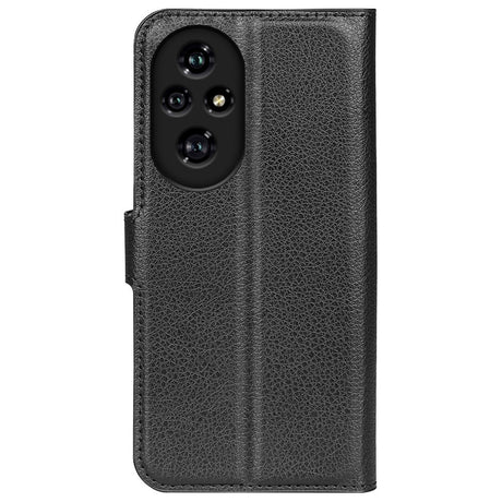 Honor 200 Pro (5G) - EIDERWOOD Faux Leather Flip Cover m. Kortholder og stativfunksjon - svart