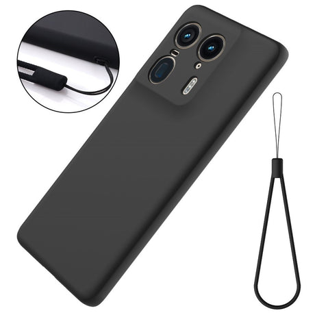 EIDERWOOD Motorola Edge 50 Ultra Liquid Silikone Bagside Cover m. Strop - Sort