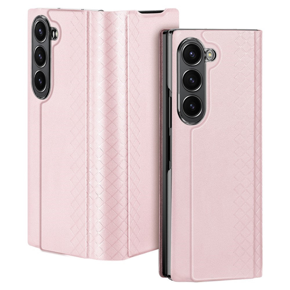Samsung Galaxy Z Fold6 DUX DUCIS Bril Series Leather Flip Cover - Rosa