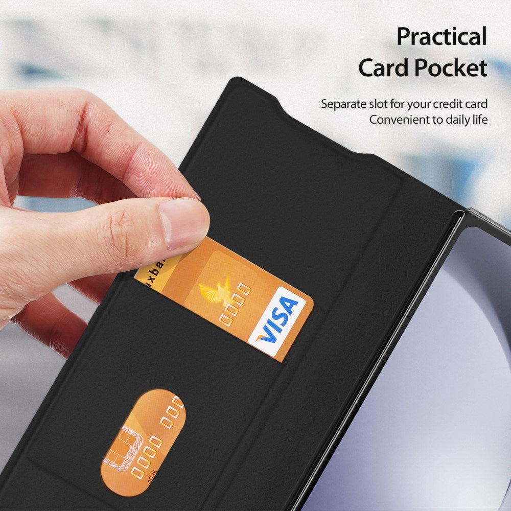 Samsung Galaxy Z Fold6 DUX DUCIS Bril Series Leather Flip Cover - Svart