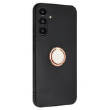 EIDERWOOD Samsung Galaxy S24 FE fleksibelt plastdeksel m. Magnetisk Ring Stativ - Svart m. Rose gull ring