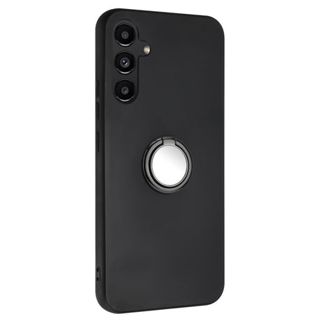 EIDERWOOD Samsung Galaxy S24 FE fleksibelt plastdeksel m. Magnetisk Ring Stativ - Svart m. Svart ring