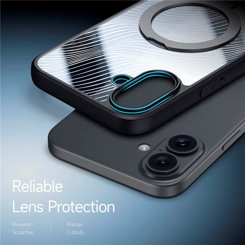 iPhone 16 - DUX DUCIS fleksibelt plastdeksel m. Stativ - MagSafe-kompatibel - Gjennomsiktig/Sort