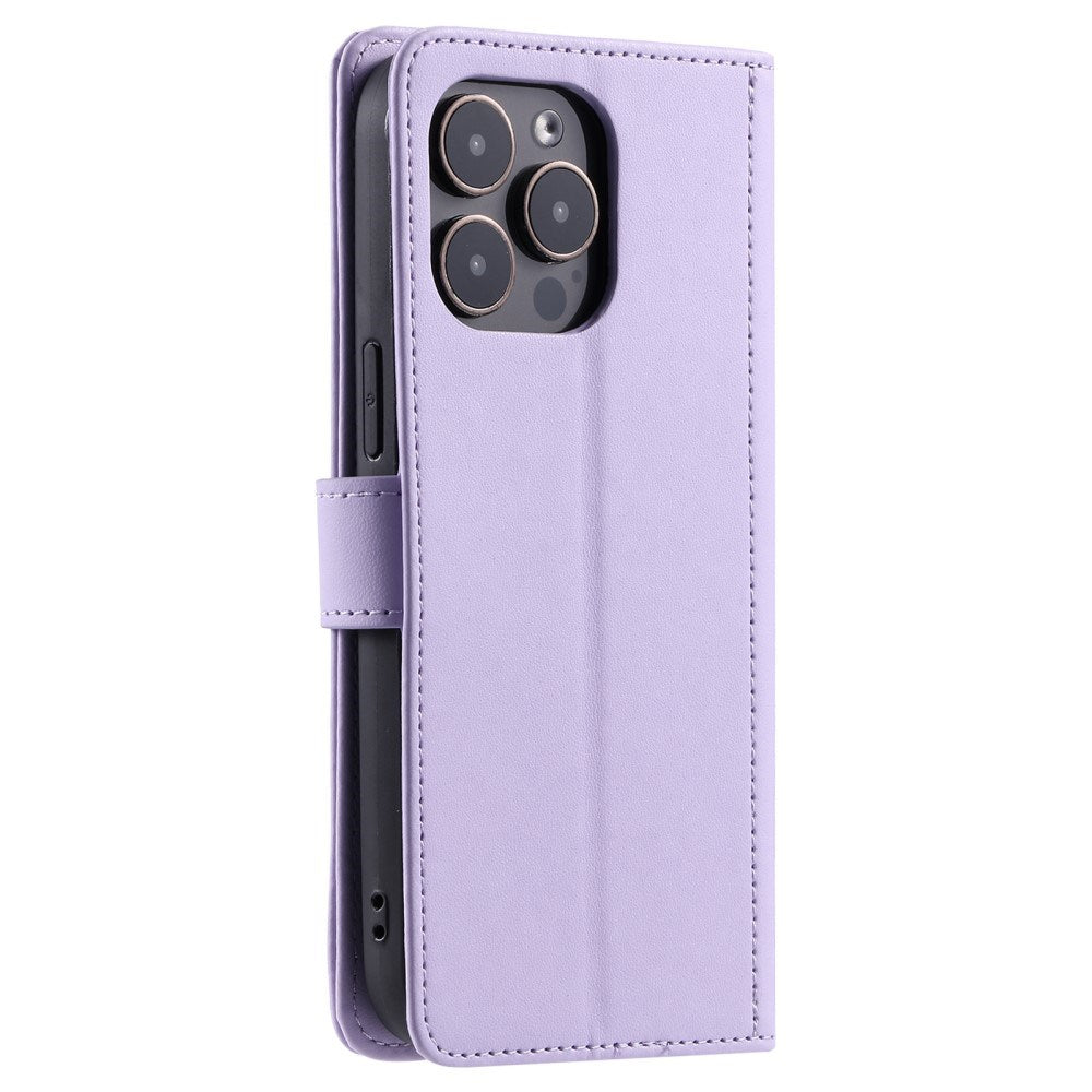 EIDERWOOD iPhone 16 Pro Max Leather Flip Cover m. Veske og stropp - Rhombus - Lilla