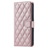EIDERWOOD iPhone 16 Pro Max Leather Flip Cover m. Veske og stropp - Rhombus - Rose gull