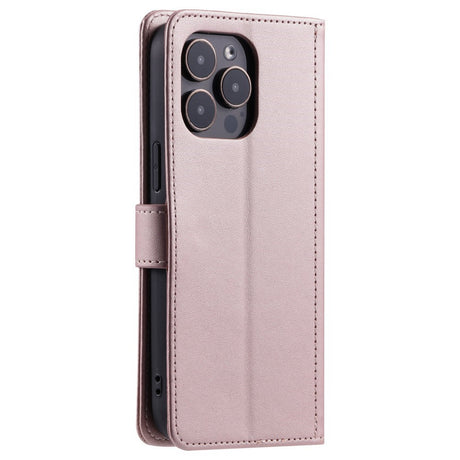 EIDERWOOD iPhone 16 Pro Max Leather Flip Cover m. Veske og stropp - Rhombus - Rose gull