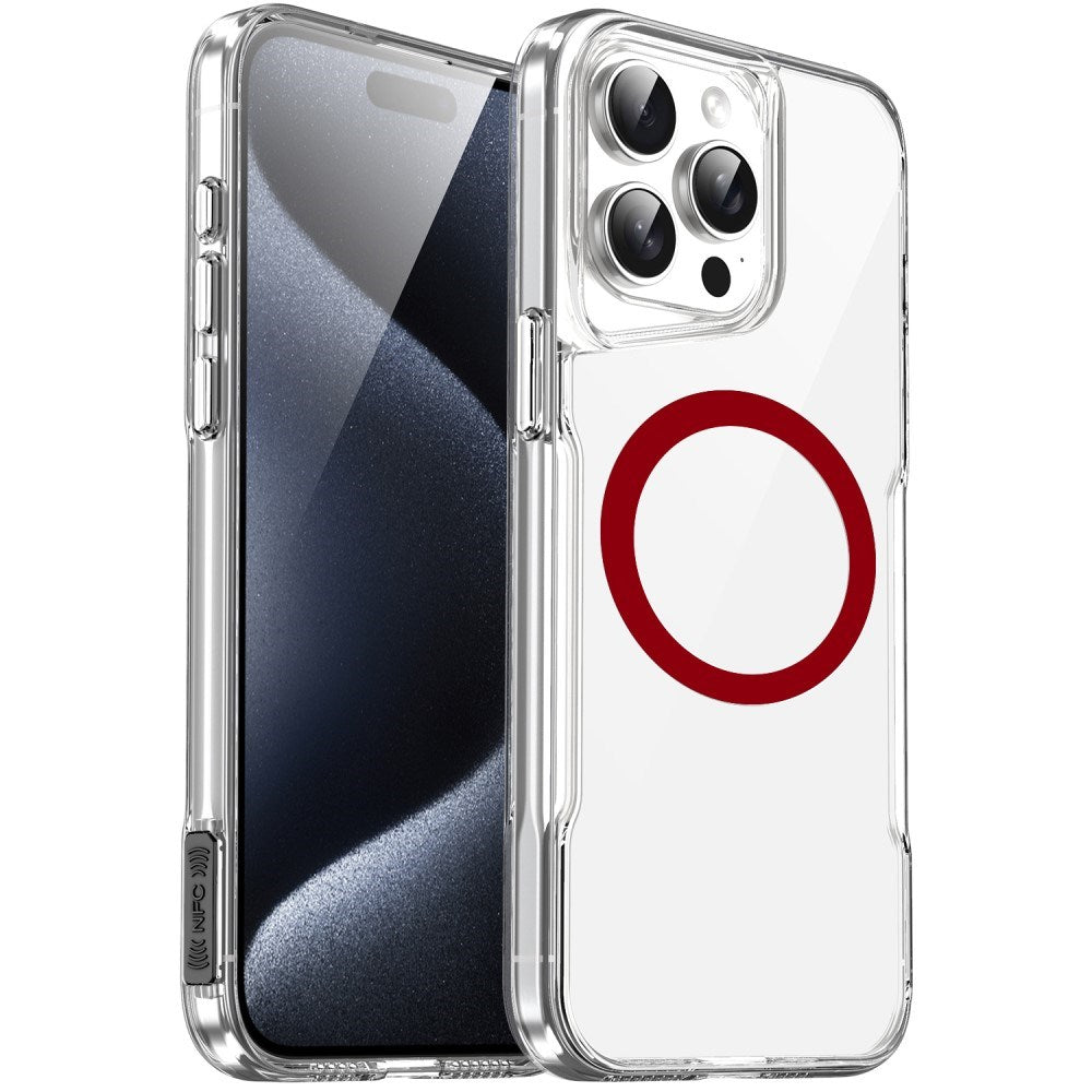 EIDERWOOD iPhone 16 Pro Hybrid plastbakdeksel - MagSafe-kompatibel - Gjennomsiktig / Rød