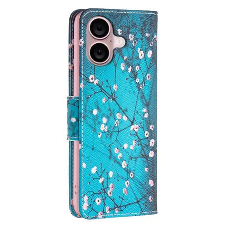 EIDERWOOD iPhone 16 Leather Flip Cover m. Lommebok og stativfunksjon - Kirsebærtre