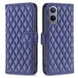 EIDERWOOD OnePlus Nord CE4 Lite (5G) Leather Flip Cover m. Lommebok &amp; stropp - Rhombus - Blå