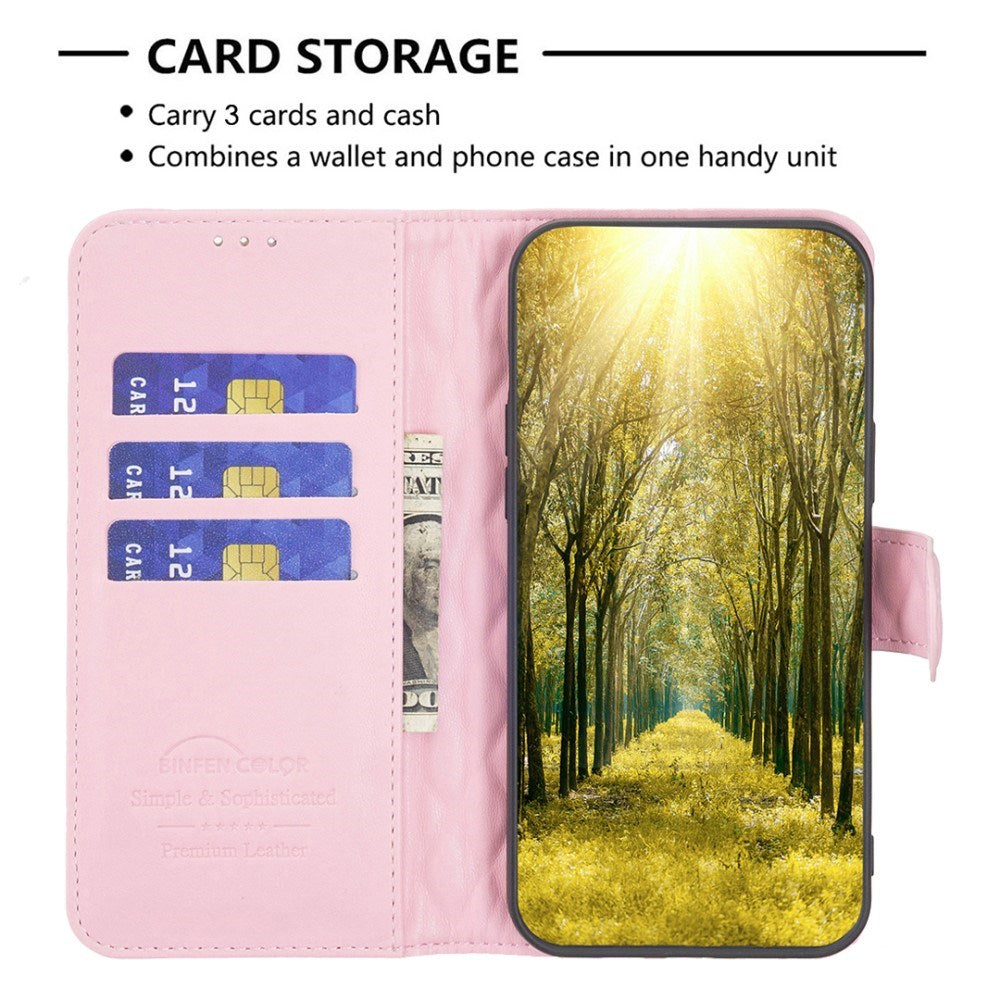 EIDERWOOD OnePlus Nord CE4 Lite (5G) Leather Flip Cover m. Lommebok og stropp - Rhombus - Rosa