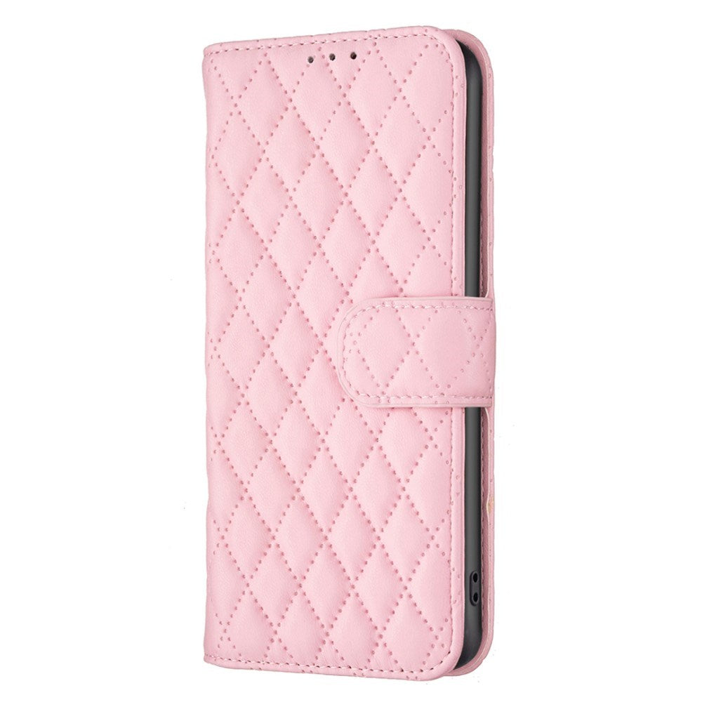 EIDERWOOD OnePlus Nord CE4 Lite (5G) Leather Flip Cover m. Lommebok og stropp - Rhombus - Rosa