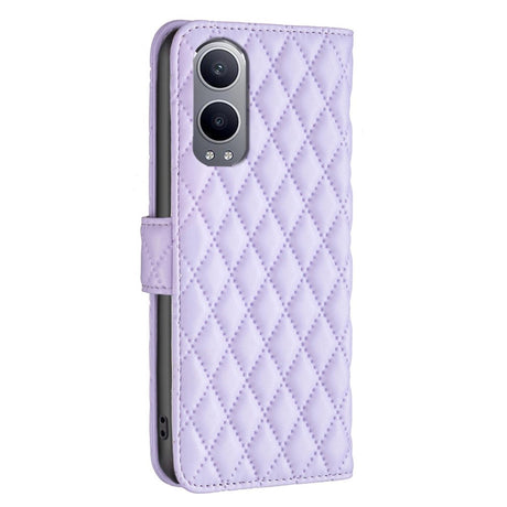 EIDERWOOD OnePlus Nord CE4 Lite (5G) Leather Flip Cover m. Lommebok og stropp - Rhombus - Lilla
